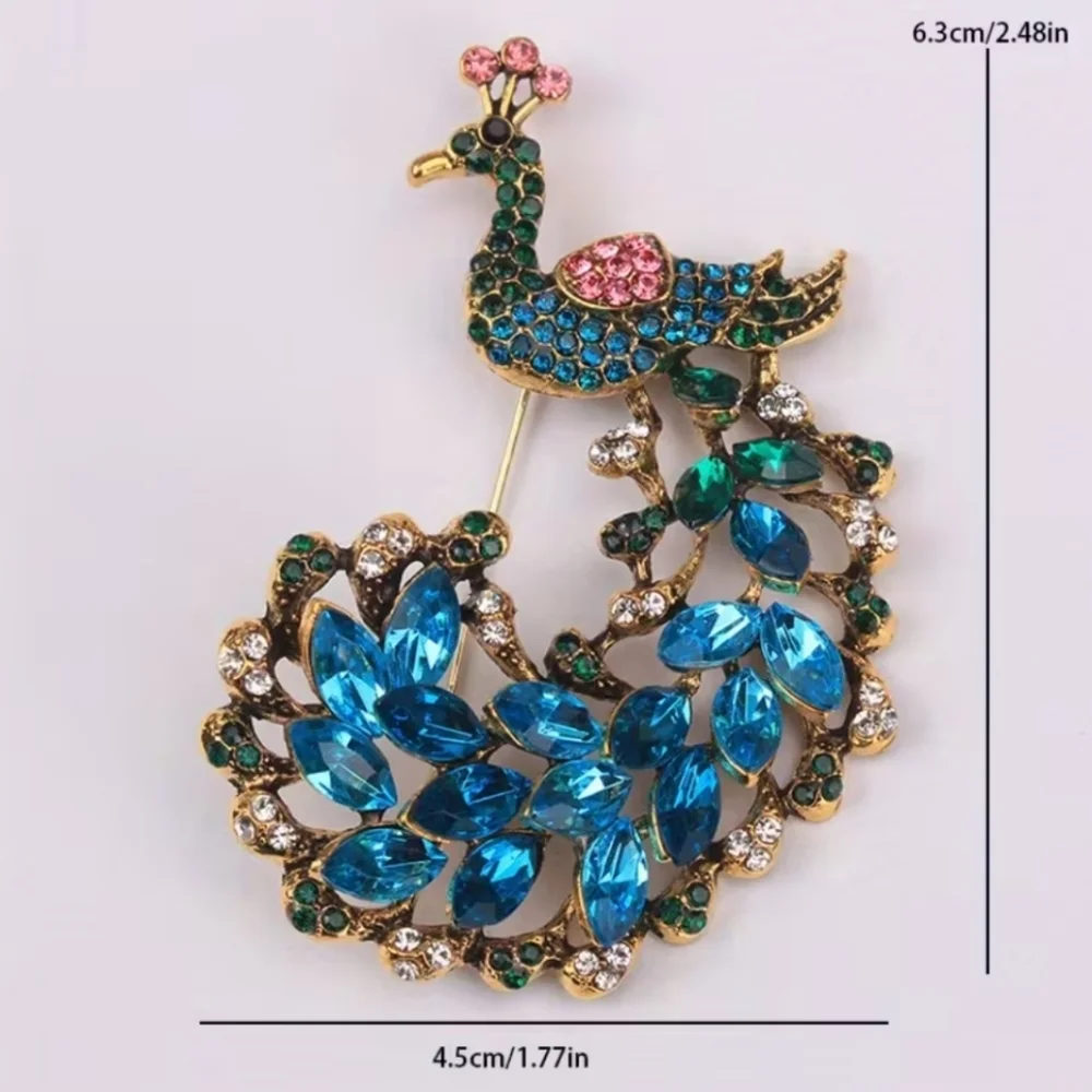 🌺 Peacock Rhinestone And Jewel Brooch Peacock Accessories Peacock Jewelry